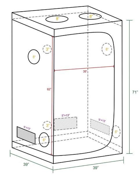 Mars Grow Tent 3ft x 3 ft x 6ft (100cm x 100cm x 180cm)